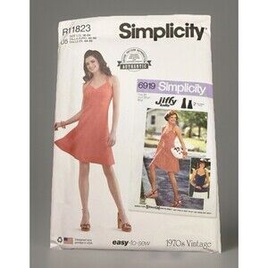 Simplicity R11823 JIFFY Vintage 1970s Repro Halter Dress Sz 16-24 UNCUT S9794